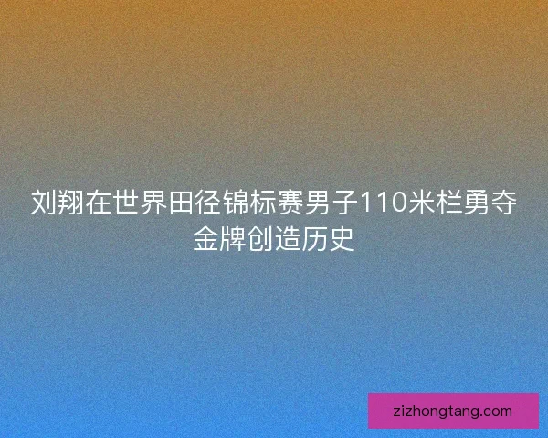 刘翔在世界田径锦标赛男子110米栏勇夺金牌创造历史
