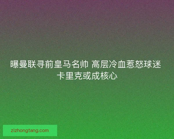 曝曼联寻前皇马名帅 高层冷血惹怒球迷 卡里克或成核心