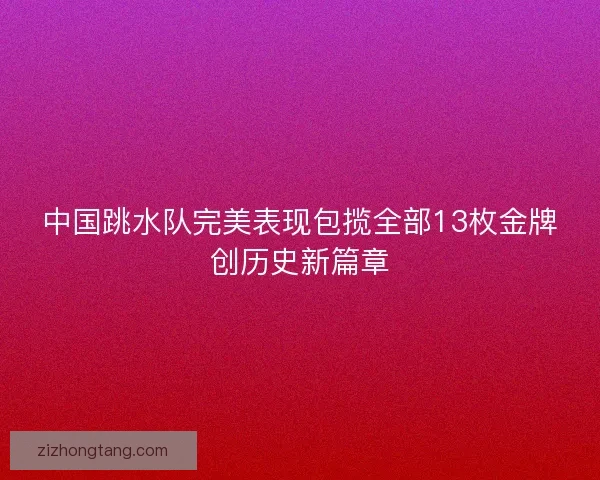 中国跳水队完美表现包揽全部13枚金牌创历史新篇章